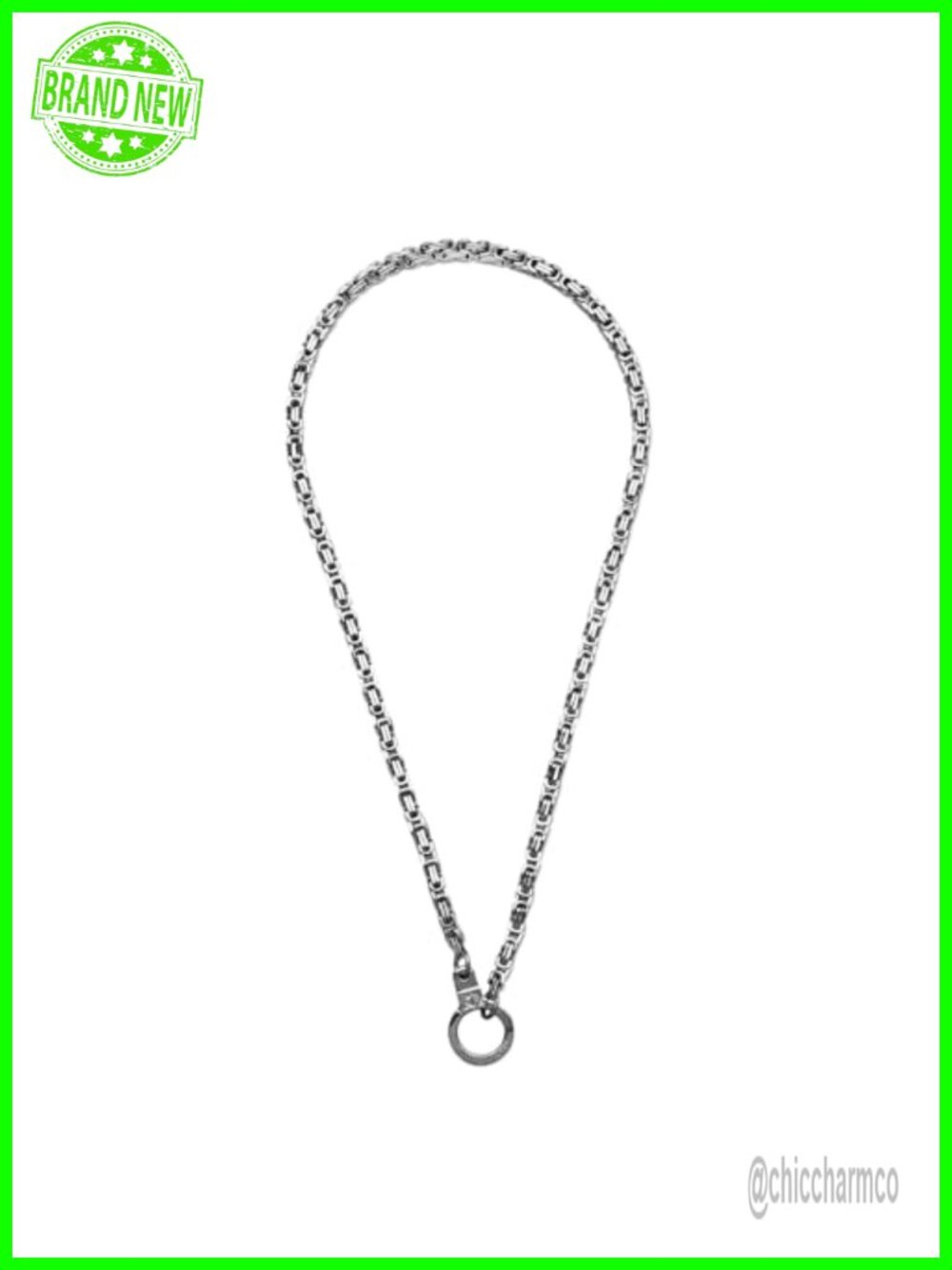 Stainless Steel Liberty Pendant Necklace Cuff Keeper Charm Holder 24"